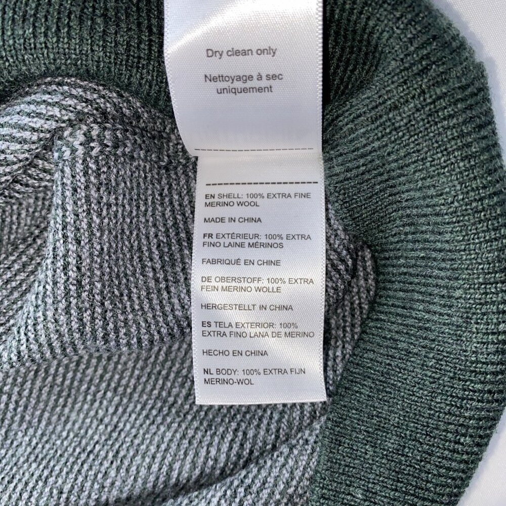 UNTUCKit 100% Merino Wool 1/4 Zip Men's Pullover sweater Sz XL Green/Gray - Picture 8 of 8